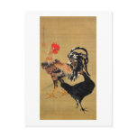 7. 大鶏雌雄図, 若冲 Couple of Chickens, Jakuchū Post Card