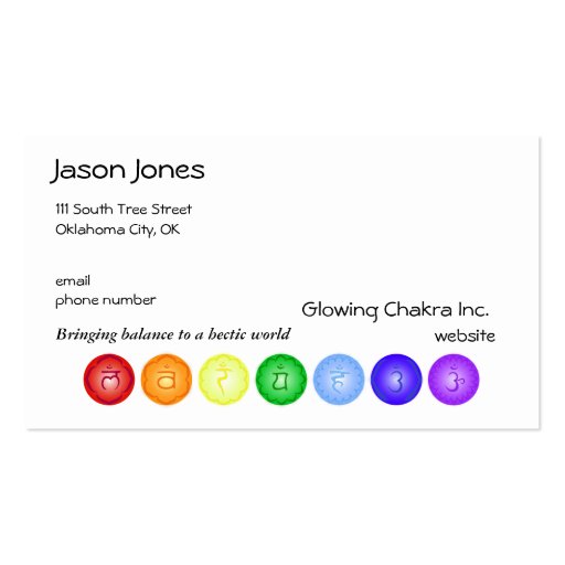7 Chakras in a Line Business Card Template