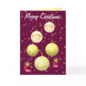 7 Gold & Plum Christmas Tree Ornament Holiday Card
