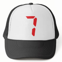 7 seven  red alarm clock digital number trucker hat