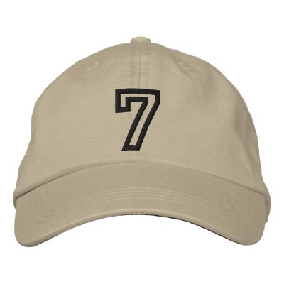 "7" Small Athletic Number Embroidered Hat by ZazzleEmbroidery