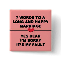 7 Words For A Long and Happy Marriage Buttons