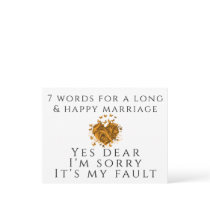 7 Words For A Long and Happy Marriage Post Card