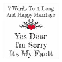 7 Words To A Long And Happy Marriage - Poster posters