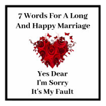 7 Words To A Long And Happy Marriage - Poster posters by samack 7 Words To A Long And Happy Marriage - Poster posters