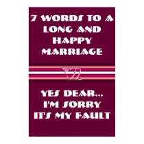 7 Words To A Long And Happy Marriage - Poster posters