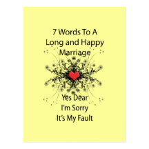 7 Words To A Long Marriage Postcards