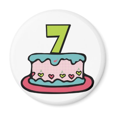 7 Year Old Birthday Cake Fridge Magnet by Birthday_Bash