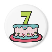 7 Year Old Birthday Cake magnets