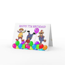 7th Birthday Clowns Balloons cards by StarStock 7th Birthday Clowns Balloons cards