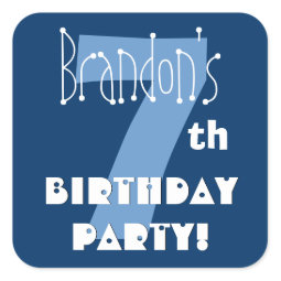 7th birthday party invitations
 on 7th Birthday Custom Name Navy and Baby Blue by JaclinArt