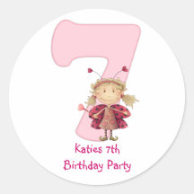 7th birthday party customizable sticker - cute