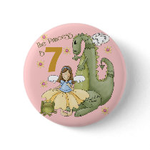 7th Birthday Princess buttons