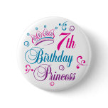 7th Birthday Princess Button