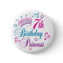 7th Birthday Princess buttons