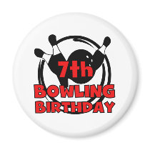 7th Bowling Birthday Refrigerator Magnets