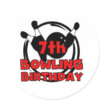 7th Bowling Birthday Sticker