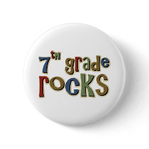 7th Grade Rocks Seventh Pinback Buttons