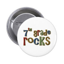 7th Grade Rocks Seventh Pinback Buttons