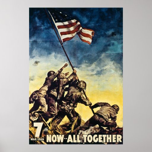 7th War Loan Now All Together Vintage WW2 Poster