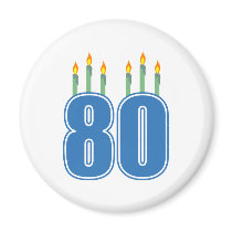 80 Birthday Candles (Blue / Green) Magnets