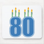 80 Birthday Candles (Blue / Green) Mousepads