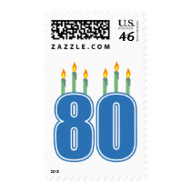 80 Birthday Candles (Blue / Green) Postage Stamps