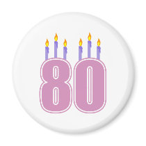 80 Birthday Candles (Pink / Purple) Magnets
