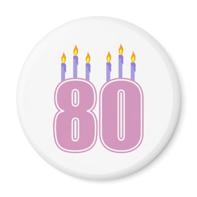 80 Birthday Candles (Pink / Purple) Magnets by LushLaundry
