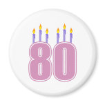 80 Birthday Candles (Pink / Purple) magnets