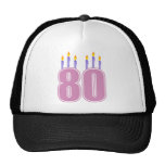 80 Birthday Candles (Pink / Purple) Mesh Hat