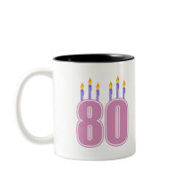 80 Birthday Candles (Pink / Purple) mugs by LushLaundry 80 Birthday Candles (Pink / Purple) mugs