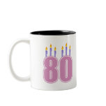 80 Birthday Candles (Pink / Purple) mugs