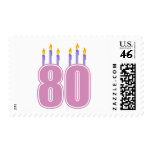80 Birthday Candles (Pink / Purple) Postage Stamp