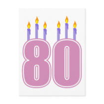 80 Birthday Candles (Pink / Purple) postcards