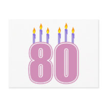 80 Birthday Candles (Pink / Purple) postcards