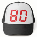 80 eighty red alarm clock digital number hats