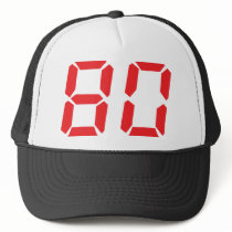 80 eighty red alarm clock digital number hats