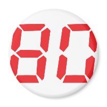 80 eighty red alarm clock digital number magnets