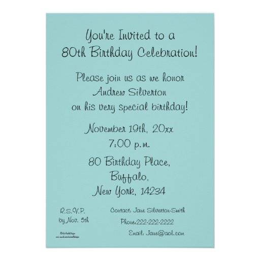 80 Memorable Years/Birthday Celebration-Lakeview Personalized Invites