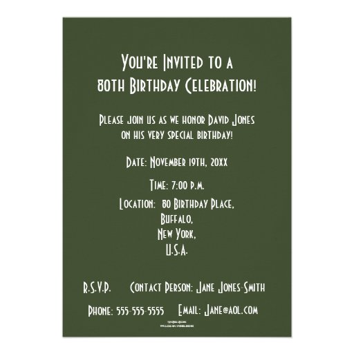 80 Memorable Years/Birthday Celebration-Male Custom Invitation