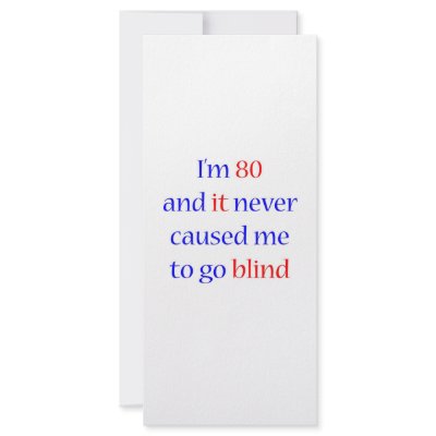 80 Never gone blind Custom Rack Cards by itsapgbirthday
