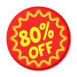 80 PERCENT OFF RETAIL LABEL REFRIGERATOR MAGNETS