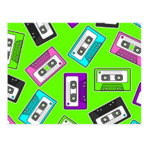 80" retro impresión de s Mixtape - fondo verde Tarjetas Postales