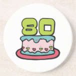 80 Year Old Birthday Cake Beverage Coaster