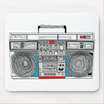 80s boombox illustration mouse mat