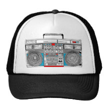 80s boombox illustration trucker hats