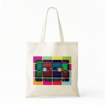 80's Cassette Color Blocks Canvas Bags