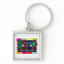 80's Cassette Color Blocks Key Chain