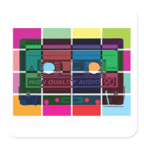 80's Cassette Color Blocks Square Stickers